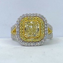 GIA Certified 2.56 Ct Yellow Radiant Diamond Engagement Ring 18k Art Deco Design - $7,721.01