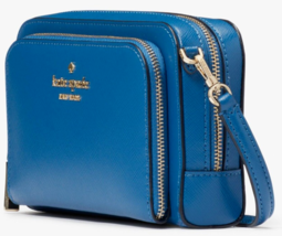 Kate Spade Dual Zip Around Crossbody Sapphire Blue Leather WLR00410 NWT $259 FS - £79.12 GBP