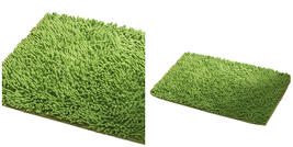 Chenille Bath Rug Absorbent Soft Shaggy Non Slip Bathroom Mat Rugs - Green - £20.77 GBP