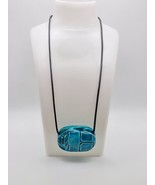 Scarab Necklace-Egyptian Scarab Pendant in Black Robe - Blue Glazed Scarab - $746.34 MXN