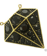 Forever Love Diamond Shaped Black Rhinestones Necklace Vintage Gold Tone ne667cp - £11.94 GBP