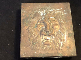 Old Vtg Collectible Heavy Bronze Raised 3-D Lion Face Animal Desk Paperweight - £48.07 GBP