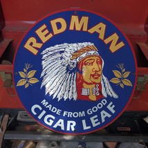 Vintage Red Man &#39;&#39;Made From Good&#39;&#39; Cigar Tobacco Leaf  Porcelain Gas &amp; Oil Sign - £99.12 GBP