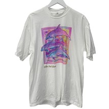 Vintage 80s Islander Sportwear Neon Glitter Dolphins T-Shirt Size XL Cover Up - £67.77 GBP