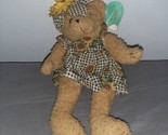 Vintage 13&quot; Jointed Plush Sunflower Teddy Bear Dress and Bow by Embrace - $15.75