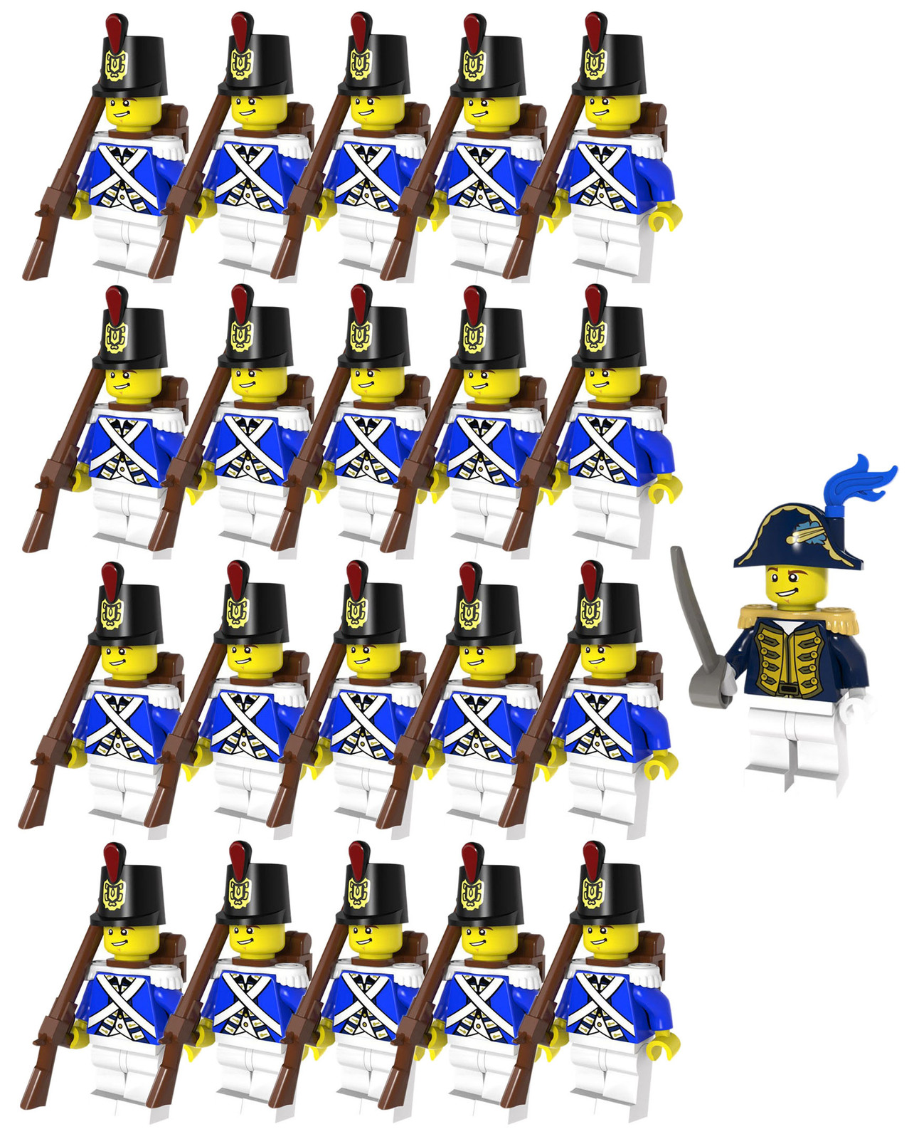 21pcs American Revolutionary War USA Marine Corps Army Set B Minifigures Toys