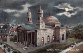 Baltimore Maryland~Catholic CATHEDRAL~1910s Moonlight View Postcard - £4.52 GBP