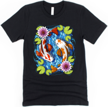 Koi Fish Lotus Flowers Japanese Folklore Unisex T-Shirt - £21.59 GBP