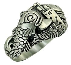 Submarine Dolphins Navy Sterling Silver 925 Men's Ring Warfare Handcrafted - $130.20