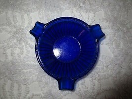 Anchor Hocking Depression Glass Cobalt Blue Ashtray - 4&quot; Wide + 3 - 7/8&quot; Holders - £19.75 GBP