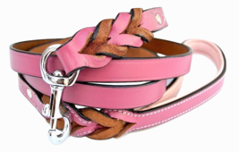 Shwann Heavy Duty Leather Braided Dog Leash, Pink 6ft x 3/4 &quot; Bulk Pack Of  5 - £164.91 GBP