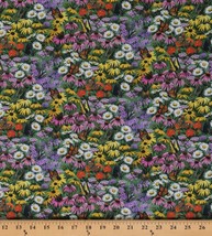 Cotton Flowers Garden Floral Butterfly Cotton Fabric Print by the Yard D690.53 - £9.45 GBP