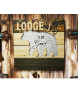 Ebros 15.75&quot; W Rustic &#39;Lodge Life is So Good&#39; Hand Painted Wooden Sign w... - £27.88 GBP
