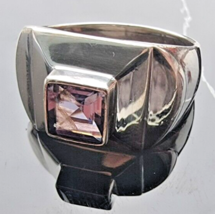925 Sterling Silver Amethyst Square Ring Size 9.25 - £34.38 GBP