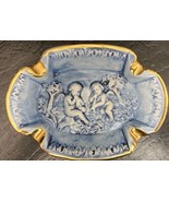 Vintage R.CAPODIMONTE Italian Pottery ASHTRAY Blue Cherubs - $19.79