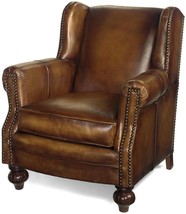 Accent Library Chair Traditional Brown Leather Hand Made in USA, Nailhead - $5,199.00