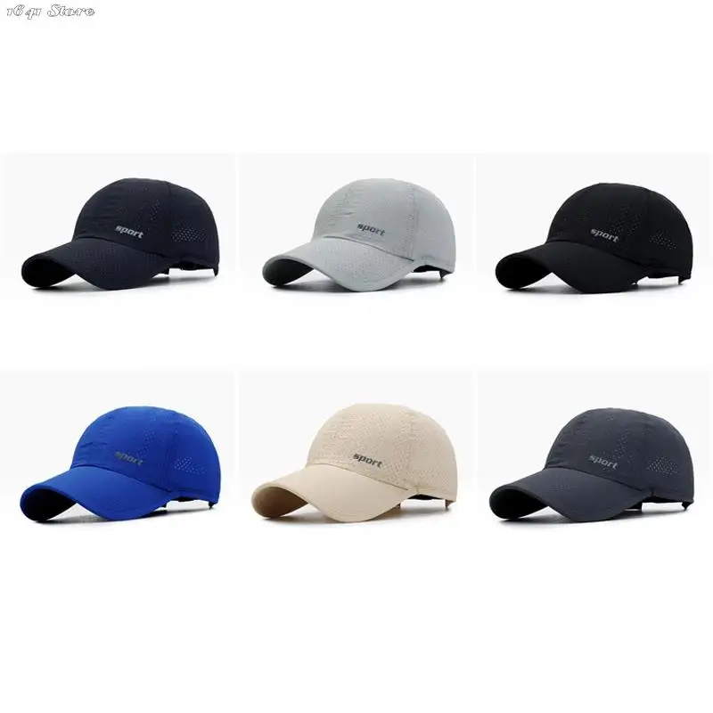 Women summer baseball cap quick drying hats unisex breathable sport pure color snapback thumb200