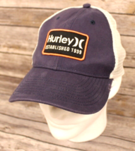 HURLEY Trucker Hat Youth Navy Blue Front Logo White Mesh Snapback Baseball Cap - £7.55 GBP