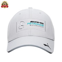 Puma Mercedes Amg Petronas F1 Team Motorsport Baseball Cap Metal Logo Silver Cap - £39.95 GBP