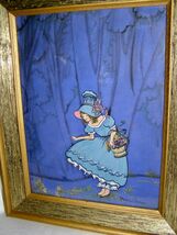 VINT. EARLY ART DECO WATERCOLOR- BLUE BONNET GIRL AGAINST RICH DEEP BLUE... - $18.81