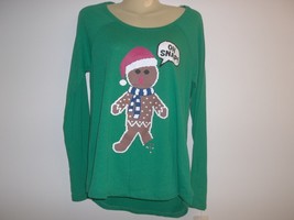 Oh Snap Gingerbread Man Size Medium Green Shirt Top New Womens Christmas Holiday - £38.46 GBP