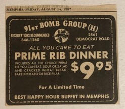 1987 91st Bomb Group Restaurant Vintage Print Ad Advertisement  PA1 - £6.10 GBP