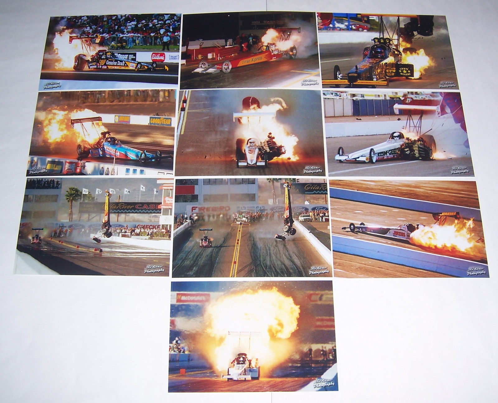 10 Assorted TOP FUEL Dragster EXPLOSION 4x6 Color Drag Racing Photos Lot #9 - $19.99