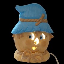Halloween Ceramic Scarecrow Lamp Light Vintage 70s Pumpkin Head  Handpai... - $39.59