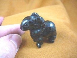 (Y-RAM-561) Black Green Jasper Ram Sheep Carving Gem Stone Figurine Big Horn - £11.37 GBP