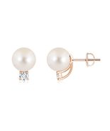 ANGARA Solitaire Freshwater Pearl Studs in 14K Solid Gold (Grade: AAAA |... - $1,132.62