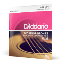 3 Sets D&#39;Addario EJ23 Super Light, Phosphor Bronze Acoustic Guitar Strings, 9-45 - £43.95 GBP