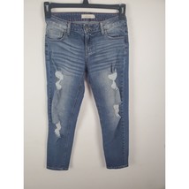 Cello Jeans 1 Womens Juniors Skinny Leg Low Rise Distressed Medium Wash Blue - £14.59 GBP