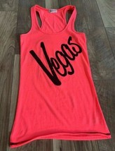MGM Resorts Ladies Tank Top VEGAS Pink Racerback with Black Sequins Small S - £6.93 GBP