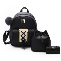 3Pcs/Set Mini Backpack for Girls PU Leather Women Backpack Purse Girls Multi Pur - £31.76 GBP