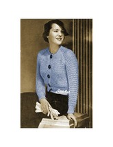 1940s Jiffy Raglan Sleeve Sweater Button Front- Knit pattern (PDF 1300) - £2.94 GBP