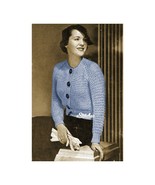 1940s Jiffy Raglan Sleeve Sweater Button Front- Knit pattern (PDF 1300) - £2.98 GBP