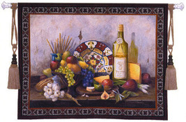 53x42 ITALIAN Still Life Fruit Wine Tapestry Wall Hanging - £132.38 GBP