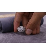 3 CT Cushion Cut Moissanite Diamond Ring, Set Halo Bridal Set, Anniversary Gift - £183.65 GBP