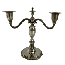 Godinger Silver Plate 2 Arm Candelabra Taper Candle Holder 8&quot; Tall Silve... - £27.69 GBP