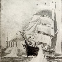 Cruiser Ship Brooklyn Captures Spanish Vessel War 1899 Victorian Print D... - £23.58 GBP