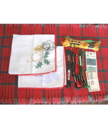 Set of Two Cross Stitch Christmas Napkins with Threads and Needles - Unf... - £11.26 GBP