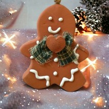 Gingerbread Man Cookie Ornament Terracotta Ceramic Holiday Xmas Christmas Decor  - £12.04 GBP