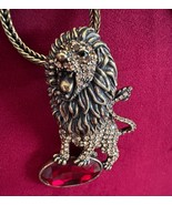 Lion Brooch and Pendant with Chain Off Park Collection Swarovski Crystals - $124.81