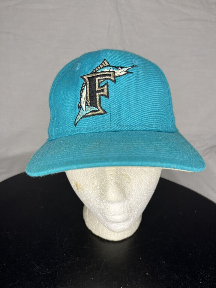Sports Specialties Florida Marlins Teal Fitted Cap Hat Size 7 1990s Vint... - $14.40
