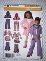 Simplicity 4384 Sewing Pattern Child&#39;s Jumper Skirt Pants Jacket Poncho ... - $3.96