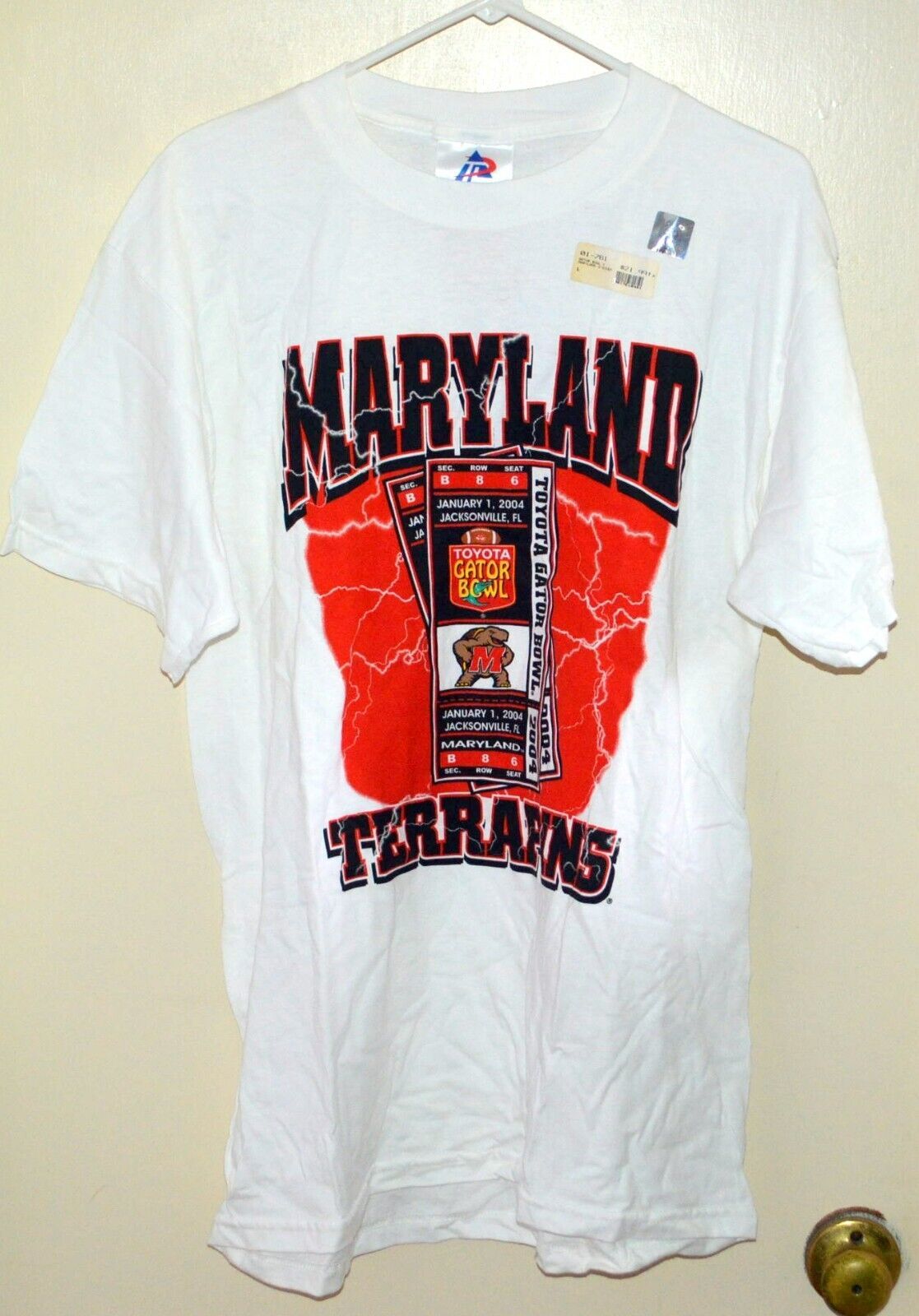 Maryland Terps 2004 Football Toyota Gator Bowl White Size L T-Shirt NWT - £22.74 GBP