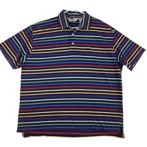 Orvis Polo Shirt Men&#39;s XL Rainbow Striped World Flags Short Sleeve 3 Buttons - £14.88 GBP