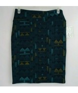 NWT Lularoe Cassie Pencil Skirt Jade With Yellow &amp; Blue Geometric Design... - $292.61 MXN