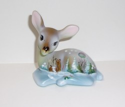 Fenton Glass Jadeite Green Winter Moon Deer Fawn Figurine Ltd #14/37 Barley - £141.50 GBP