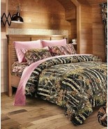 7 PC FULL SIZE BLACK CAMO COMFORTER AND HOT PINK SHEETS PILLOWCASES CAMO... - €80,21 EUR